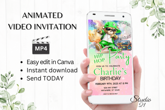Digital Hip Hop Birthday Party Invite: Instant Vibes for Your Celebration