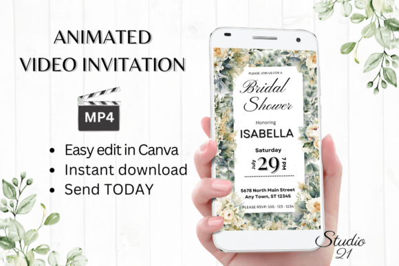 Electronic Bridal Shower Invite W4420: Effortless Elegance