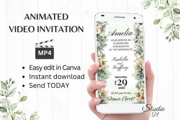 Electronic Flower Girl Proposal W3424FG: A Modern Script for Digital Invitations
