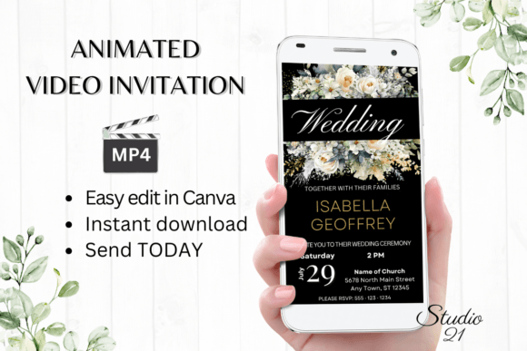 Electronic Wedding Invitation W8427: Effortless Digital Elegance