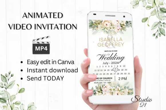 Electronic Wedding Invitation W8428B: A Modern Digital Evite