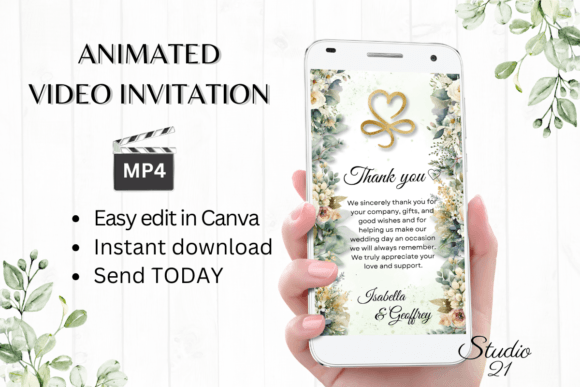 Electronic Wedding Thank You W9424TU: A Modern Calligraphic Script