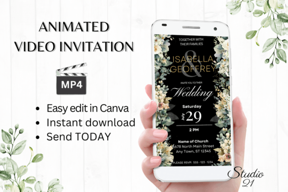Elevate Your Nuptials with Electronic Wedding Invitation W8425