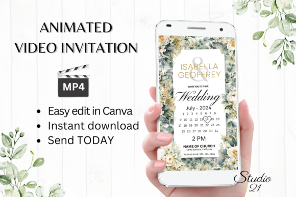 Elevate Your Wedding Announcement with Electronic Wedding Invitation W8420B