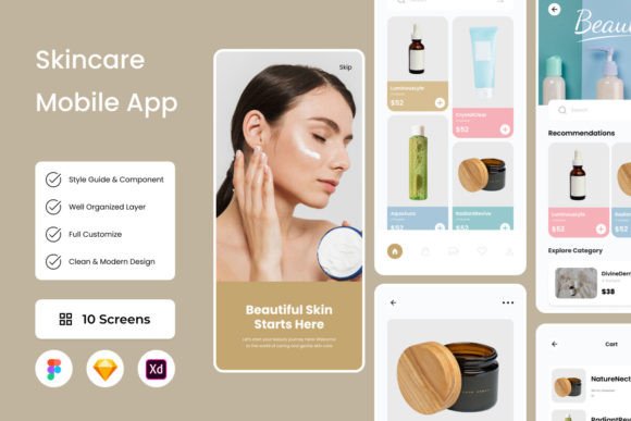 Glow - Skincare Mobile App: A Design Asset for Modern Branding