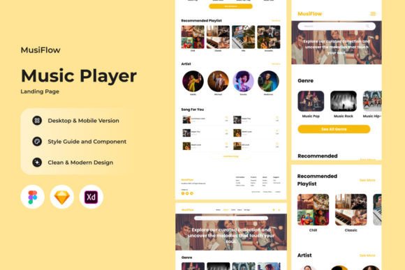 MusiFlow - Music Player Landing Page V2: A Design Deep Dive