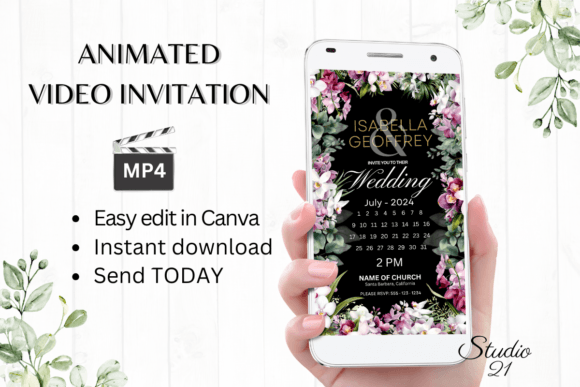 Orchids Wedding Invitation W8451B: A Modern Digital Template