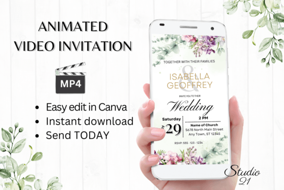 Orchids Wedding Invitation W8452: A Modern Animated Template