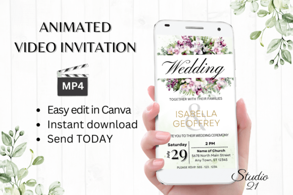 Orchids Wedding Invitation W8456: A Modern Animated Template