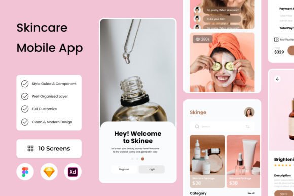 Skinee - Skincare Mobile App: A Designer's Guide to Radiant Digital Design
