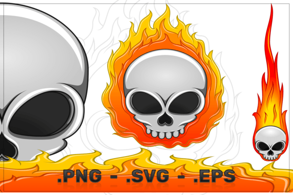 Skull Engulfed in Fire: Bold Vector Art for Edgy Projects
